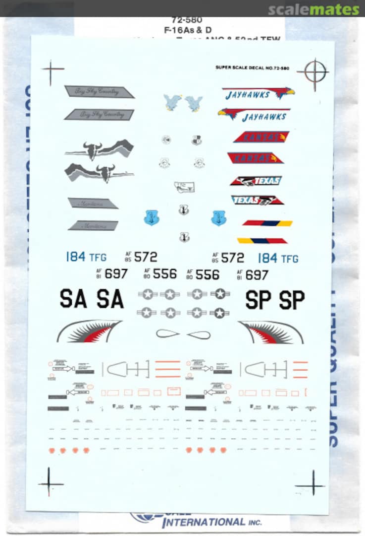 Boxart F-16A's & D Kansas, Montana, Texas & 52nd TFW 72-580 SuperScale International