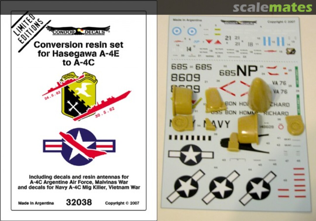 Boxart Conversion resin set for Hasegawa A-4E to A-4C 32038 Condor Decals