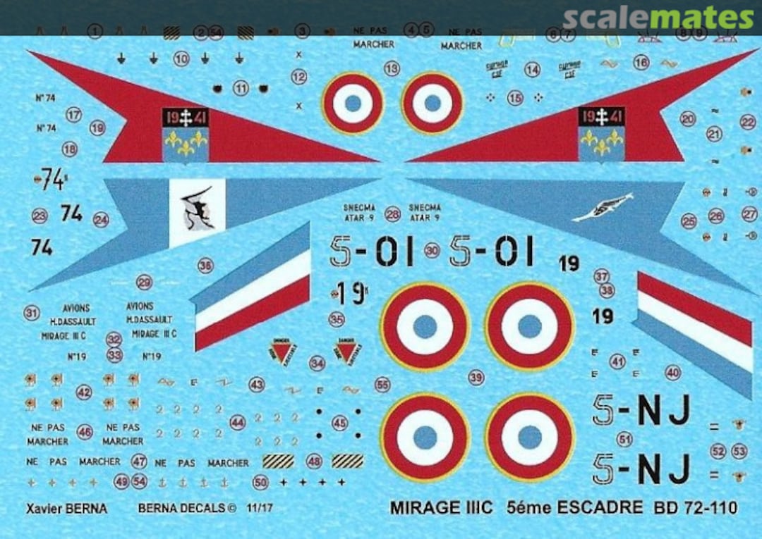 Boxart Dassault Mirage IIIC BD 72-110 Berna Decals