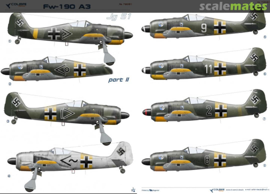 Boxart Fw-190 A-3 72051 Colibri Decals