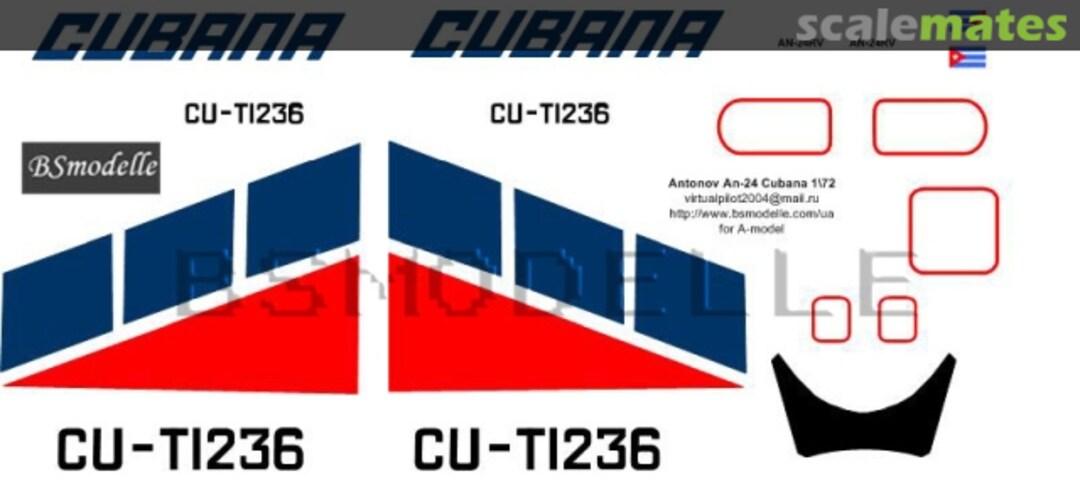 Boxart Antonov An-24 CUBANA decals BSM72039 BSmodelle