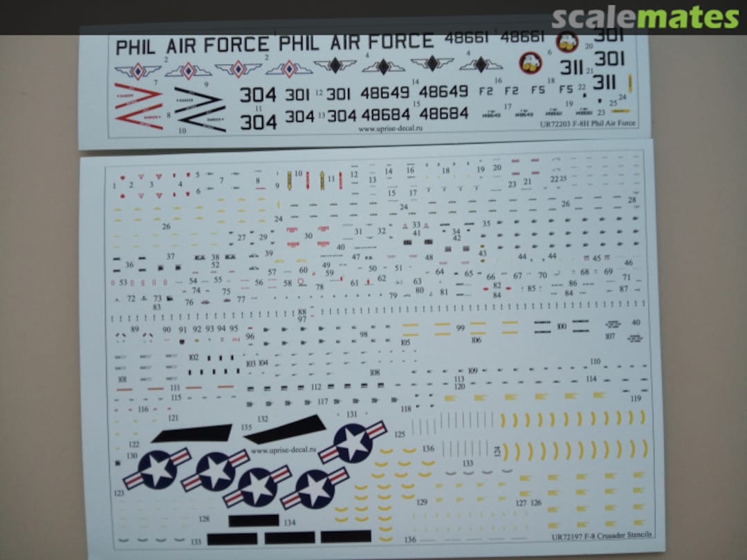 Contents F-8H Crusader Philippines with stencils UR72203 UpRise Decal Serbia