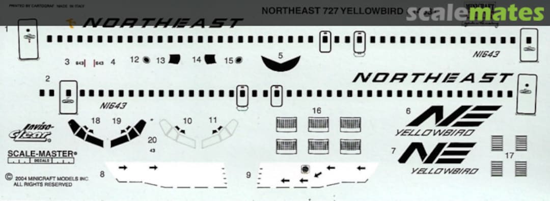 Contents Northeast "Yellowbird" 727-200 14531 Minicraft Model Kits