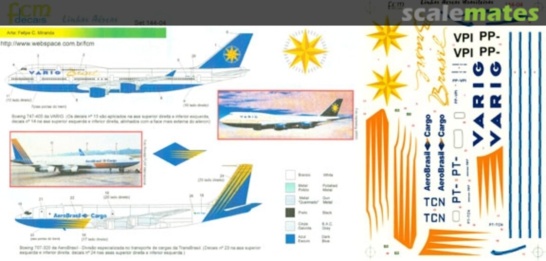 Boxart Lineas Aereas: 747-400: VARIG; 707-320C: AeroBrasil Cargo 144-04 FCM