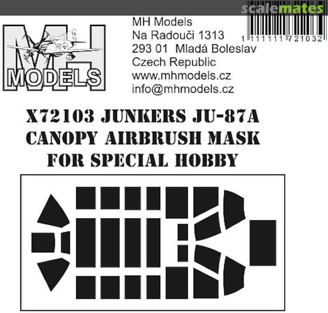 Boxart Junkers Ju-87A Canopy Airbrush Mask X72103 MH Models