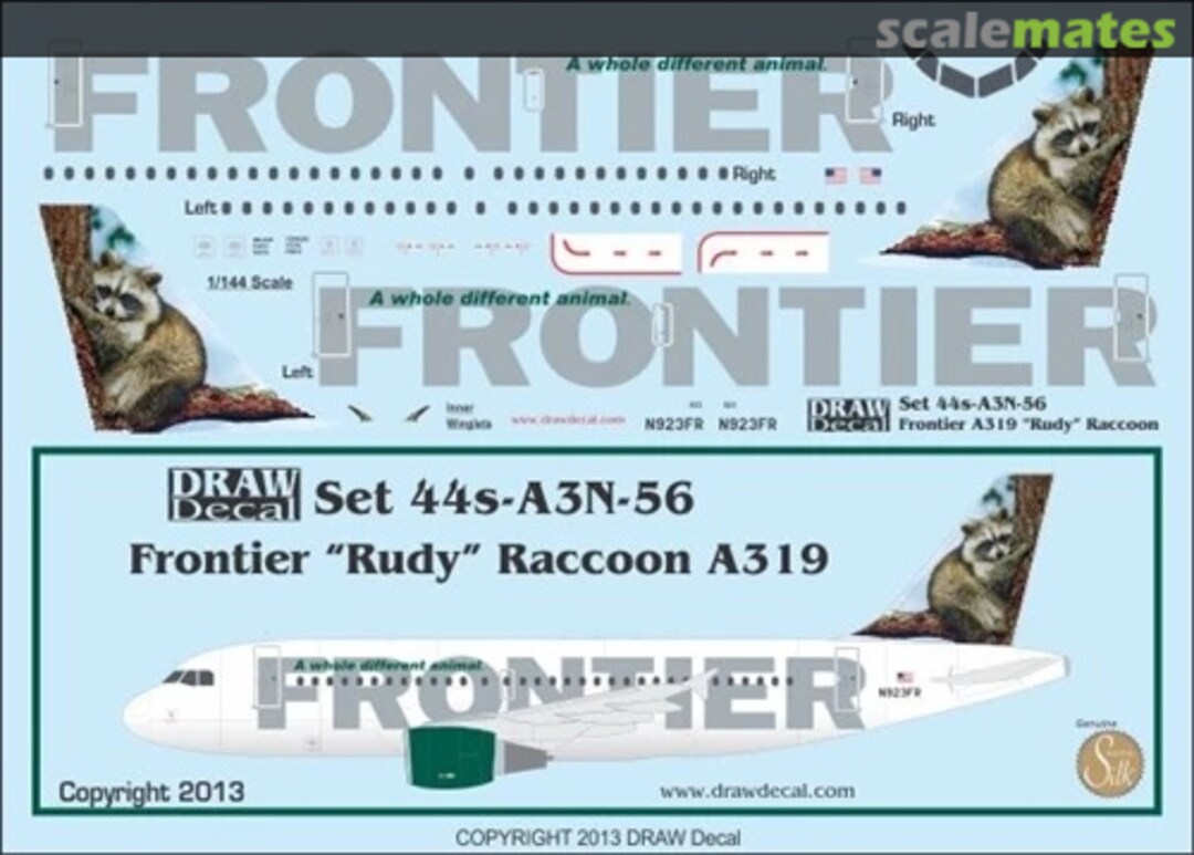 Boxart Frontier A319 “Rudy” Raccoon 44-A3N-56 Draw Decal