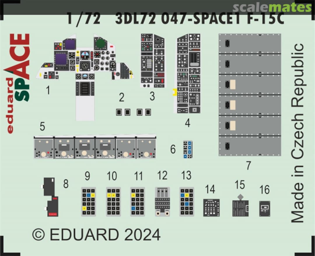 Boxart F-15C SPACE cockpit details 3DL72047 Eduard