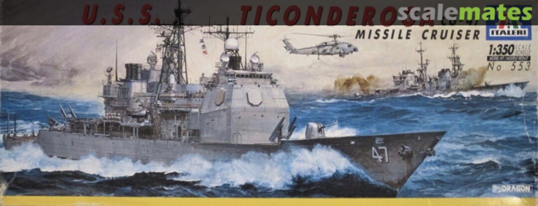 Boxart USS Ticonderoga CG-47 553 Italeri