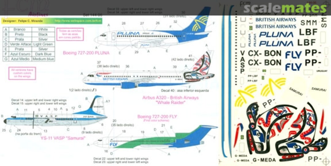 Boxart Airlines: Pluna 737-200; British Airways A320; Fly 727-200; VASP YS-11 144-06 FCM