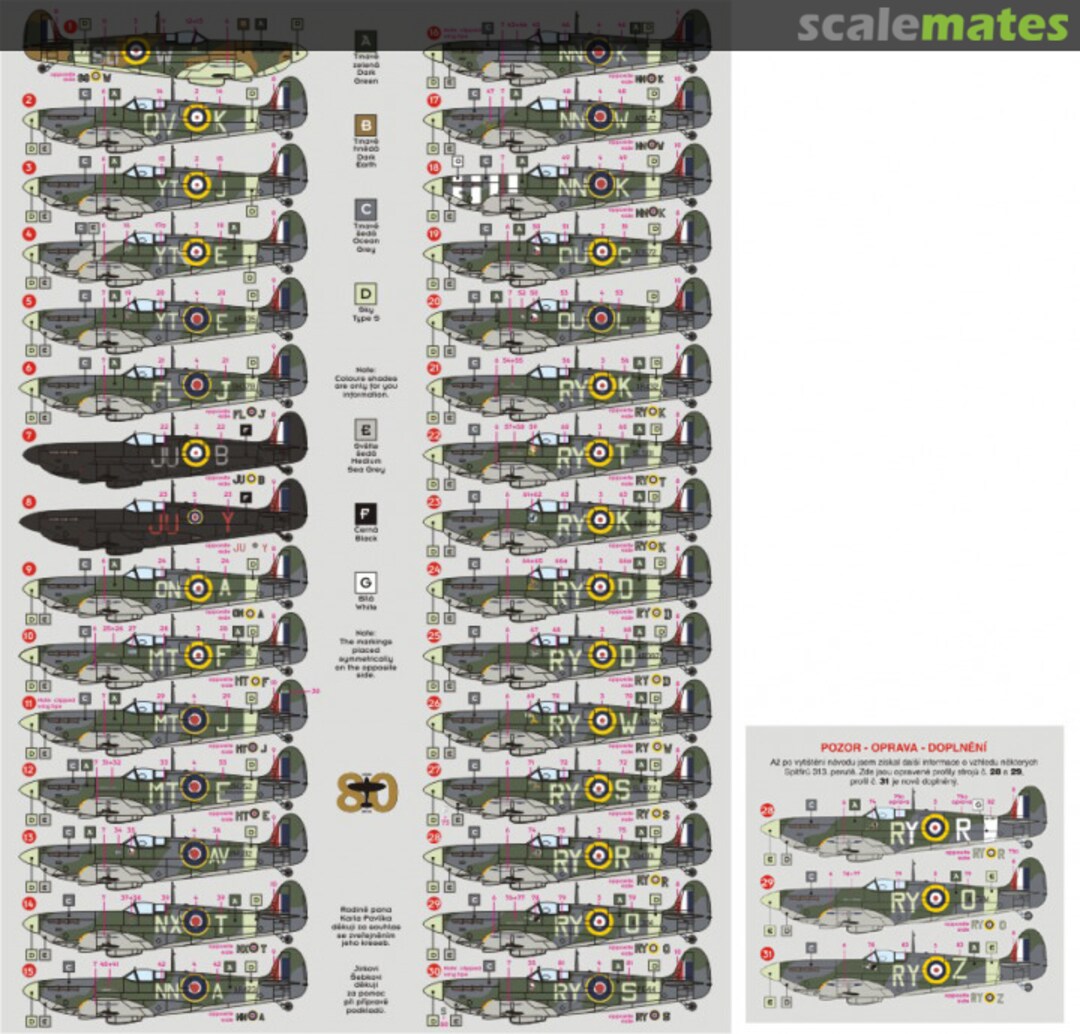 Contents Spitfire Mk.Va/Vb 72026 DK Decals