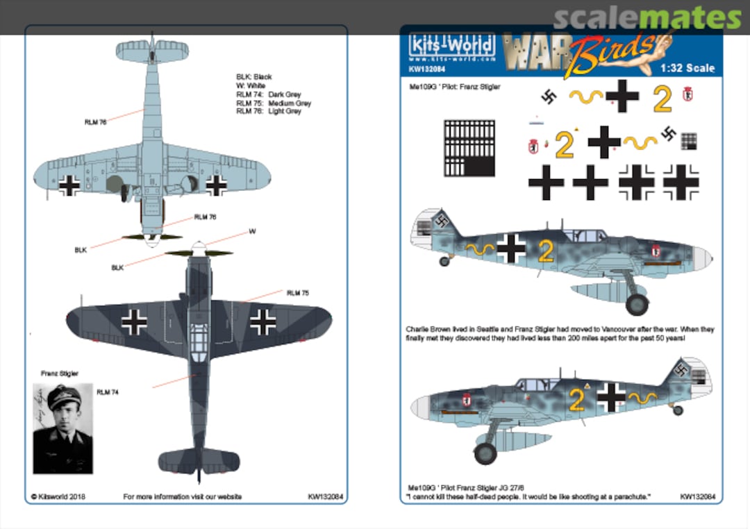 Boxart Messerschmitt Me 109G-6 JG/27/6 KW132084 Kits-World