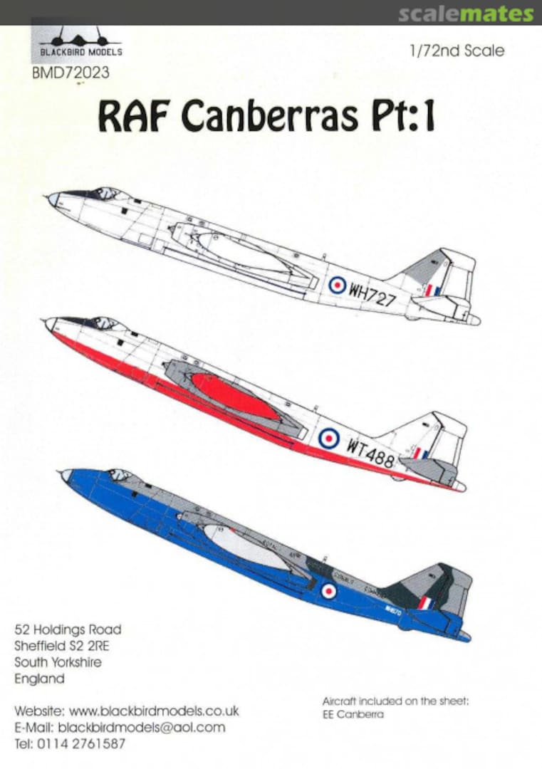 Boxart Decals - RAF Canberras Pt 1 BMD72023 Blackbird Models