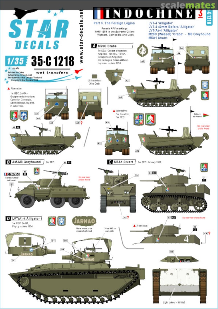 Boxart Indochine # 3. The Foreign Legion 35-C1218 Star Decals