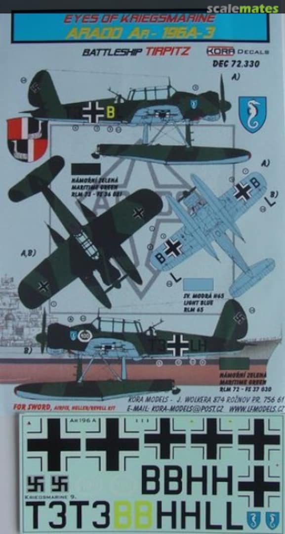 Boxart Arado Ar-196 A-3 DEC 72.330 Kora Models