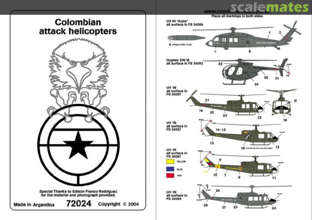 Boxart Colombian Attack Helicopters 72024 Condor Decals