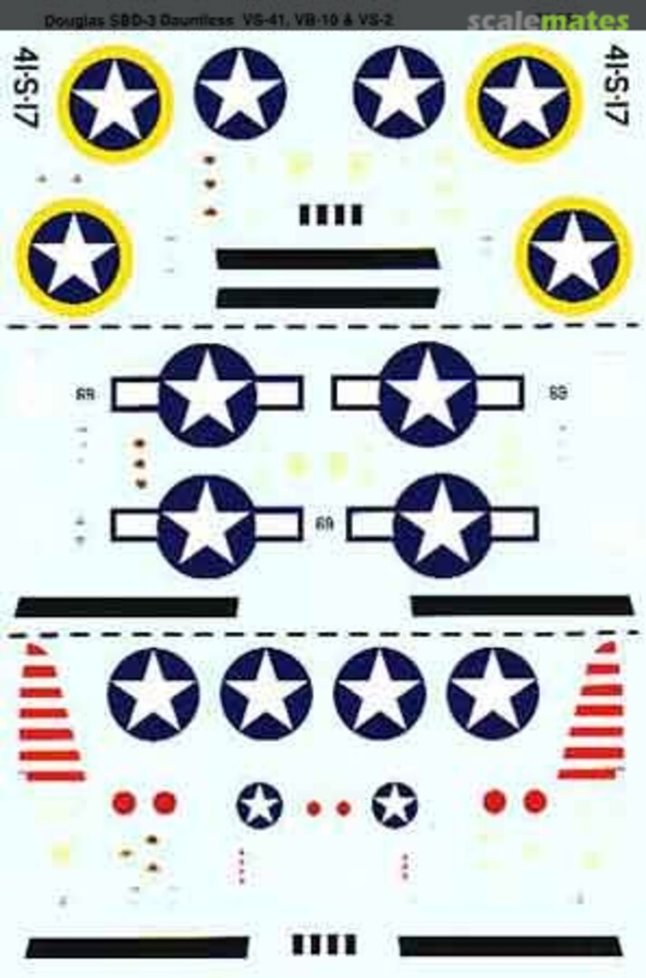 Boxart Douglas SBD-3 Dauntless: VS-41, VB-10 & VS-2. 72-854 Microscale