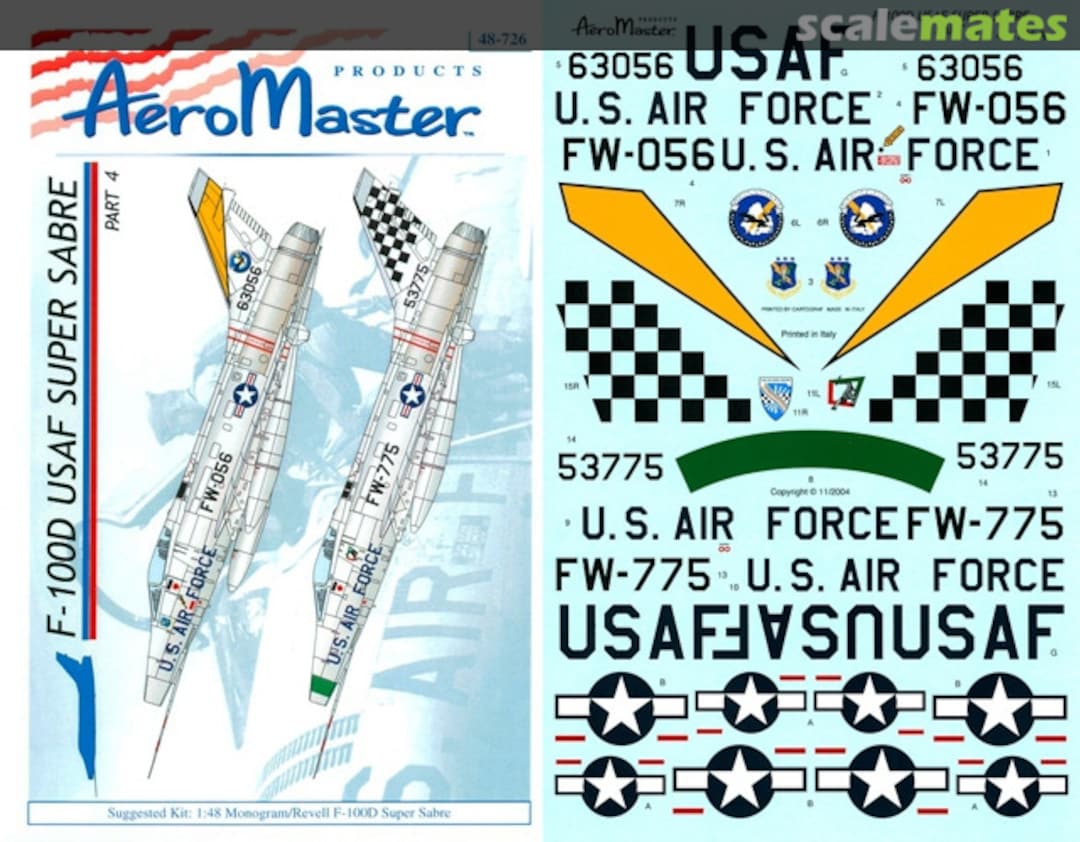 Boxart F-100D USAF Super Sabre Part 4 48-726 AeroMaster