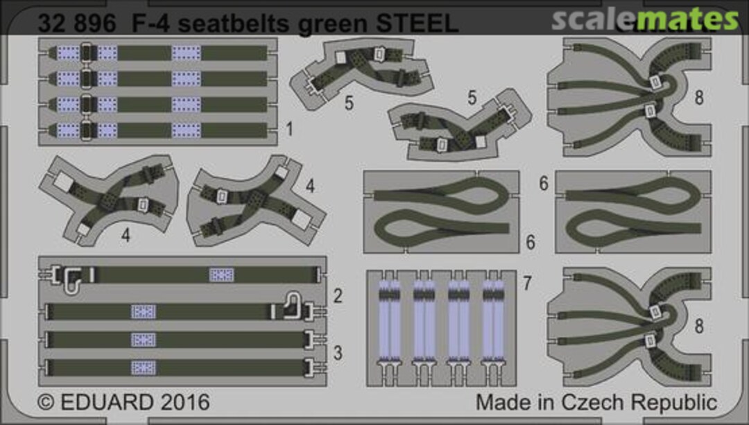 Boxart F-4 seatbelts green STEEL 32896 Eduard