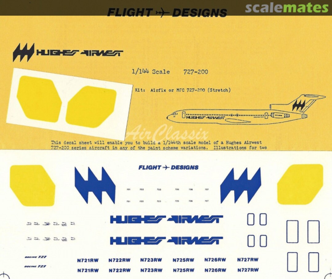 Boxart Hughes Airwest Boeing 727-200  Flight Designs