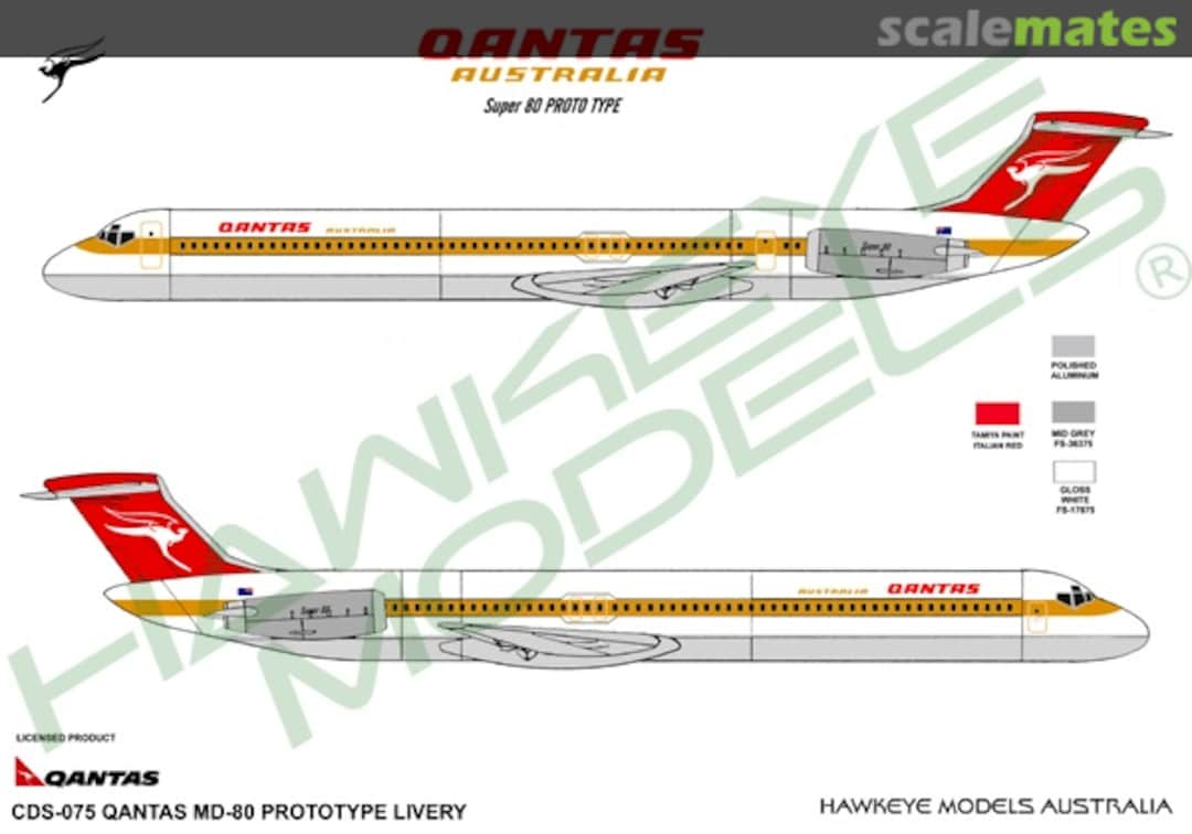 Boxart QANTAS, MMD MD-80, 1984-2007 scheme (Prototype livery) CDS-075 Hawkeye Models