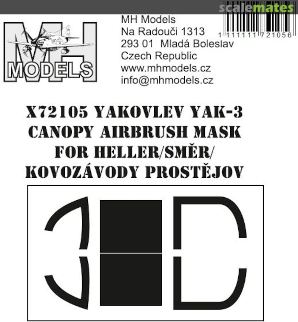 Boxart Yakovlev Yak-3 Canopy Airbrush Mask X72105 MH Models