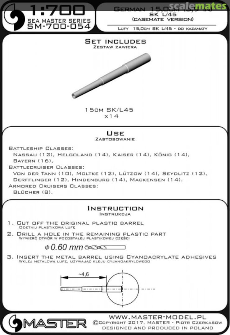 Boxart German 15,0cm (5,9 in) SK L/45 Casemate Version SM-700-054 Master