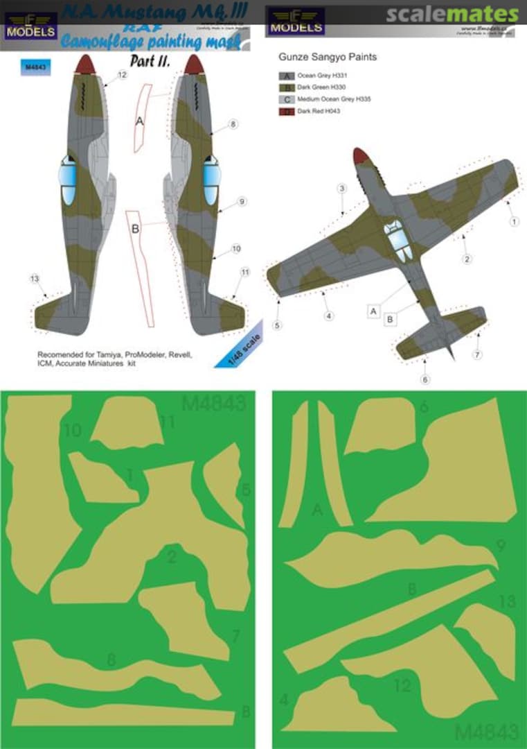 Boxart N.A. Mustang Mk.III - RAF Pt.2 Camouflage Painting Mask M4843 LF Models