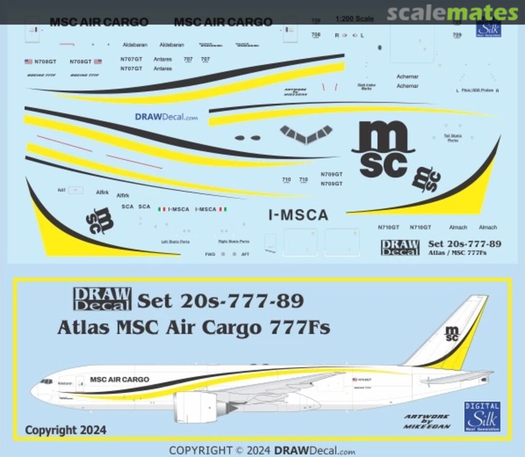 Boxart Atlas Air MSC Air Cargo 777-200Fs 20-777-89 Draw Decal