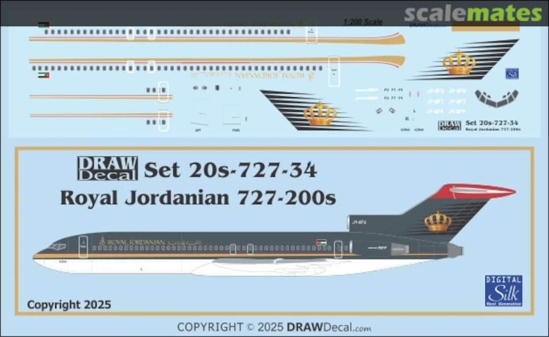 Boxart Royal Jordanian 727-200s 20-727-34 Draw Decal