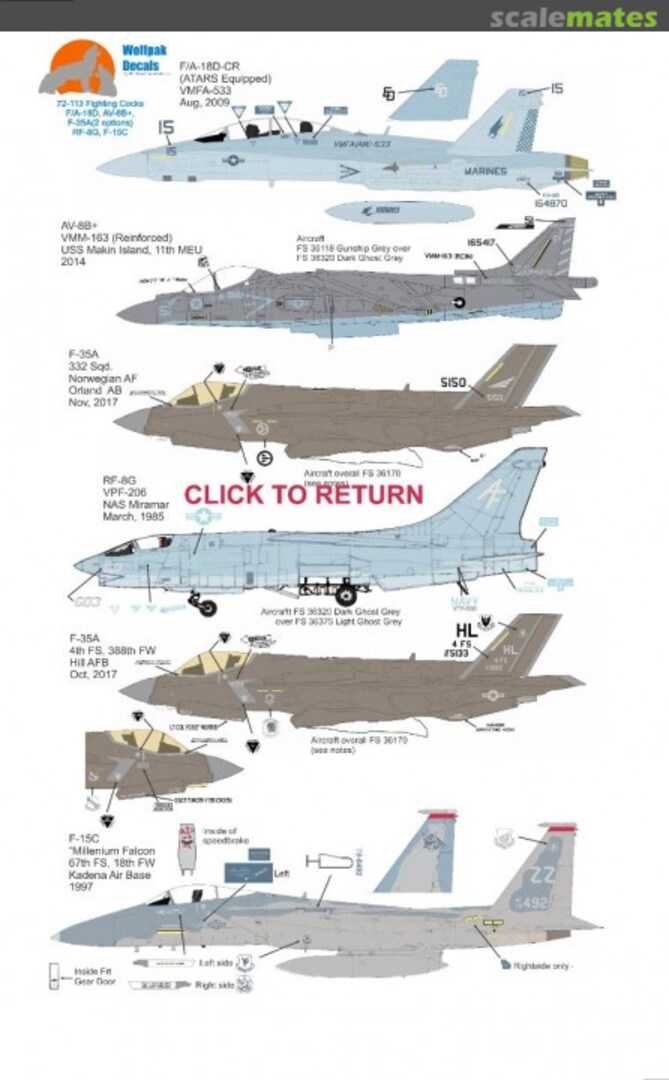 Boxart Fighting Cocks 72-113 Wolfpak Decals