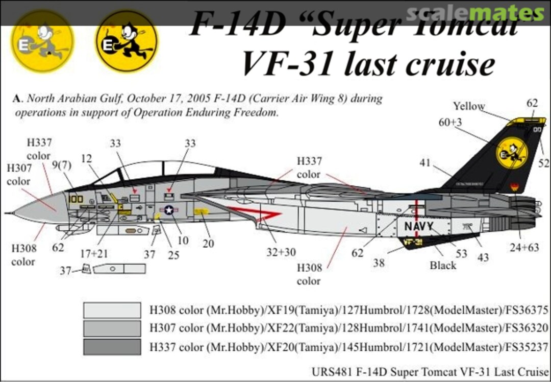 Boxart F-14D "Super Tomcat" VF-31 Last Cruise URS481 UpRise Decal