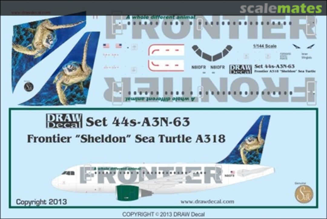 Boxart Frontier "Sheldon" Sea Turtle A318 44s-A3N-63 Draw Decal