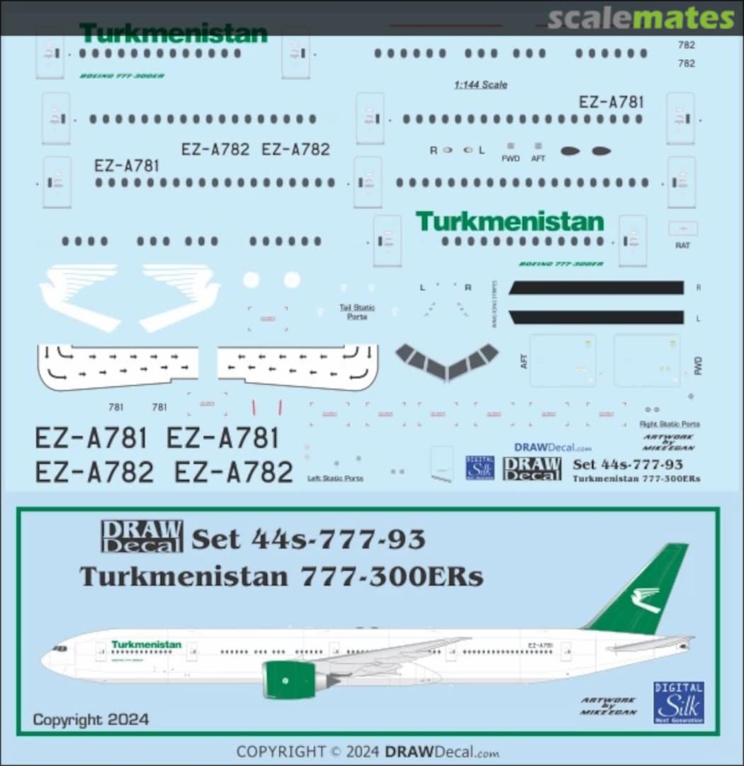 Boxart Turkmenistan 777-300ERs 44-777-93 Draw Decal