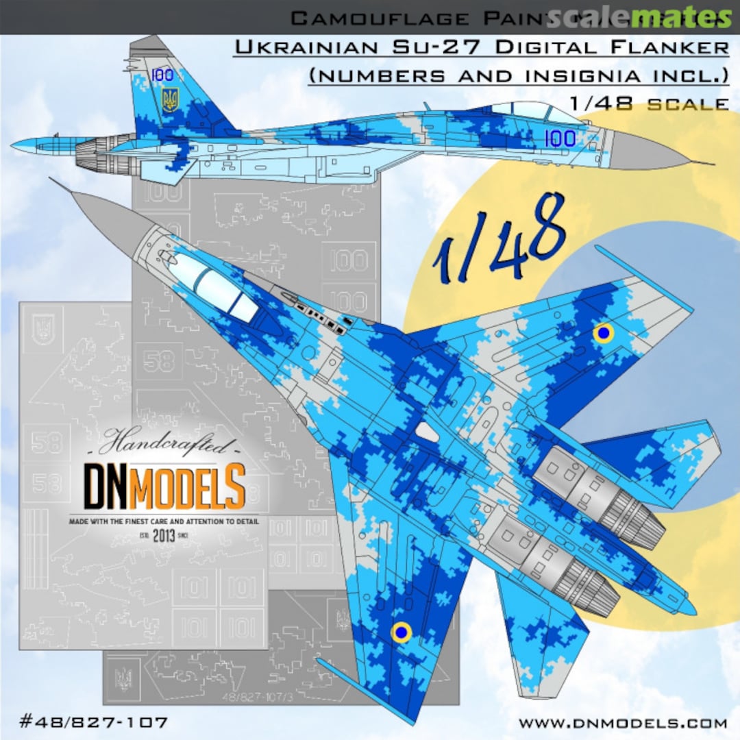 Boxart Ukrainian Su-27 Digital Flanker Camouflage Paint Mask set 48/827-107 DN Models