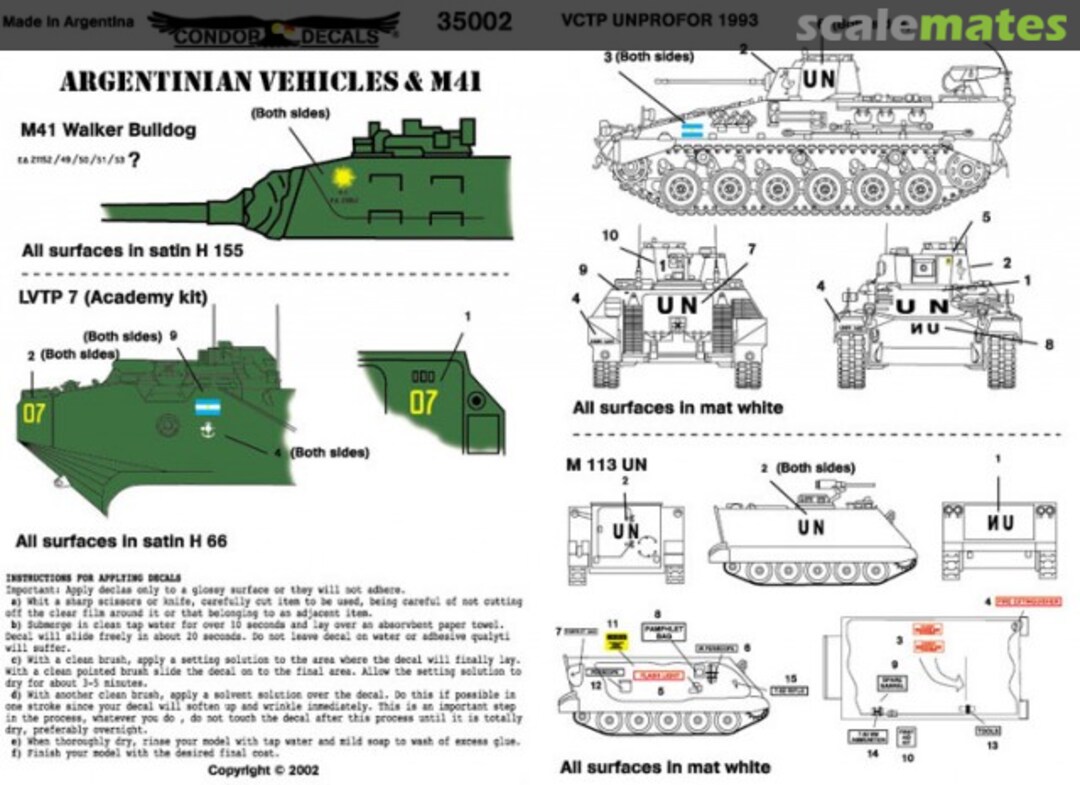 Boxart Argentinian Vehicles & M41 35002 Condor Decals