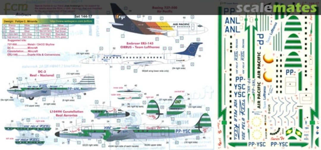 Boxart Airlines: Air Pacific 737-500; Cirrus LH ERJ-145; REAL Nacional DC-3; REAL Aeronaves L-1049H 144-17 FCM