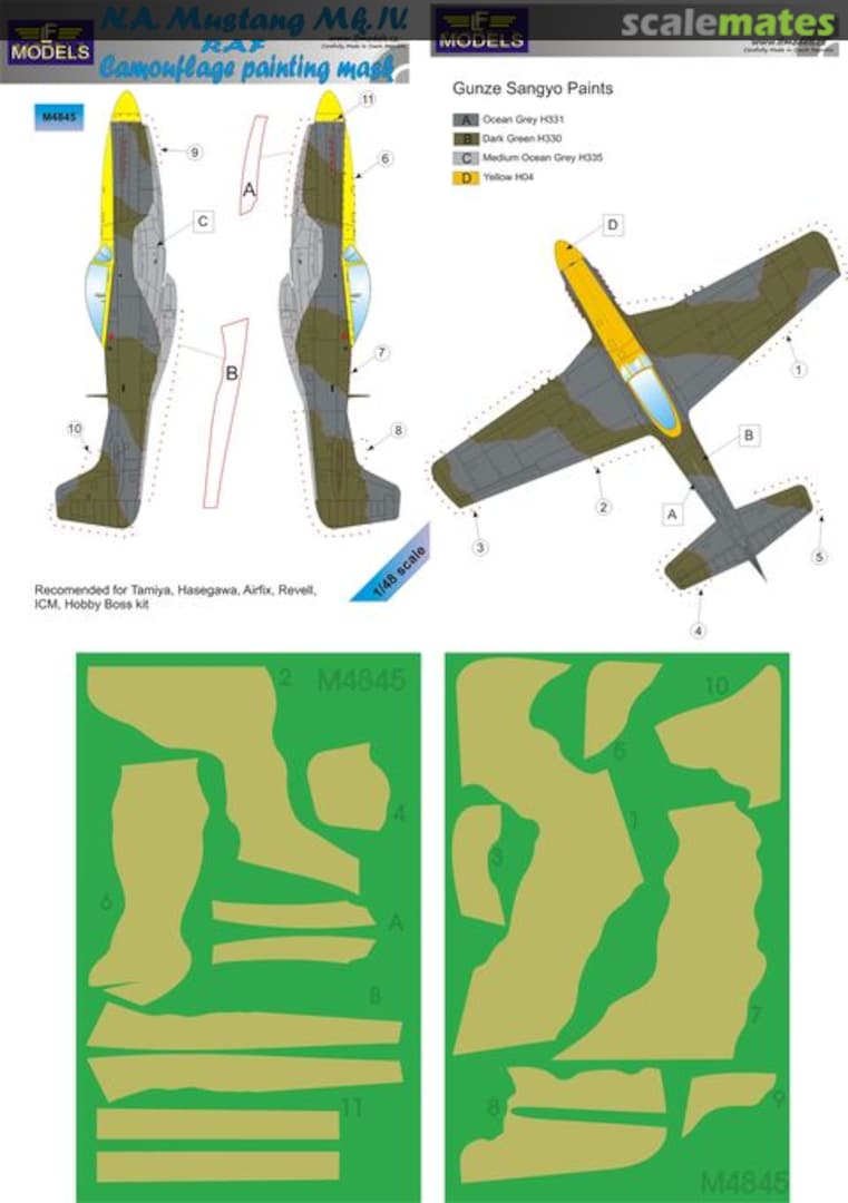 Boxart Mustang Mk.IV - RAF Camouflage Painting Mask M4845 LF Models