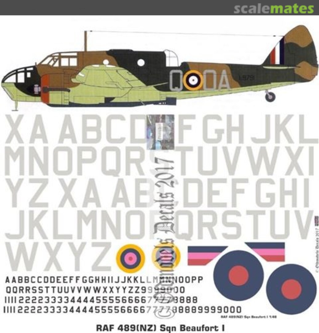 Boxart RAF 489(NZ) Sqn Beaufort I OMD0761 Oldmodels Decals