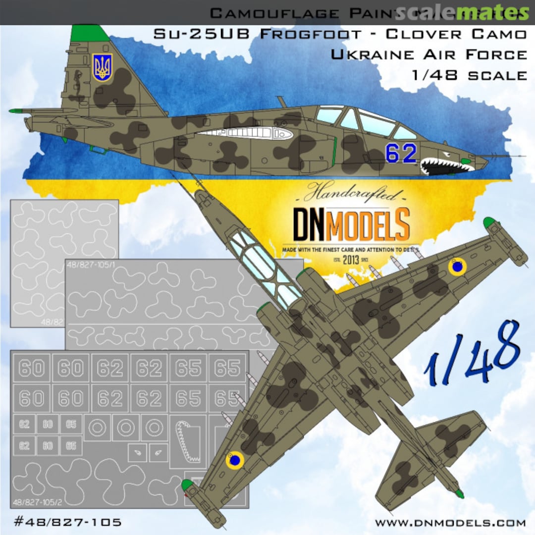 Boxart Su-25UB Frogfoot Ukrainian Clover Camouflage Paint Mask Set 1/48 48/827-105 DN Models