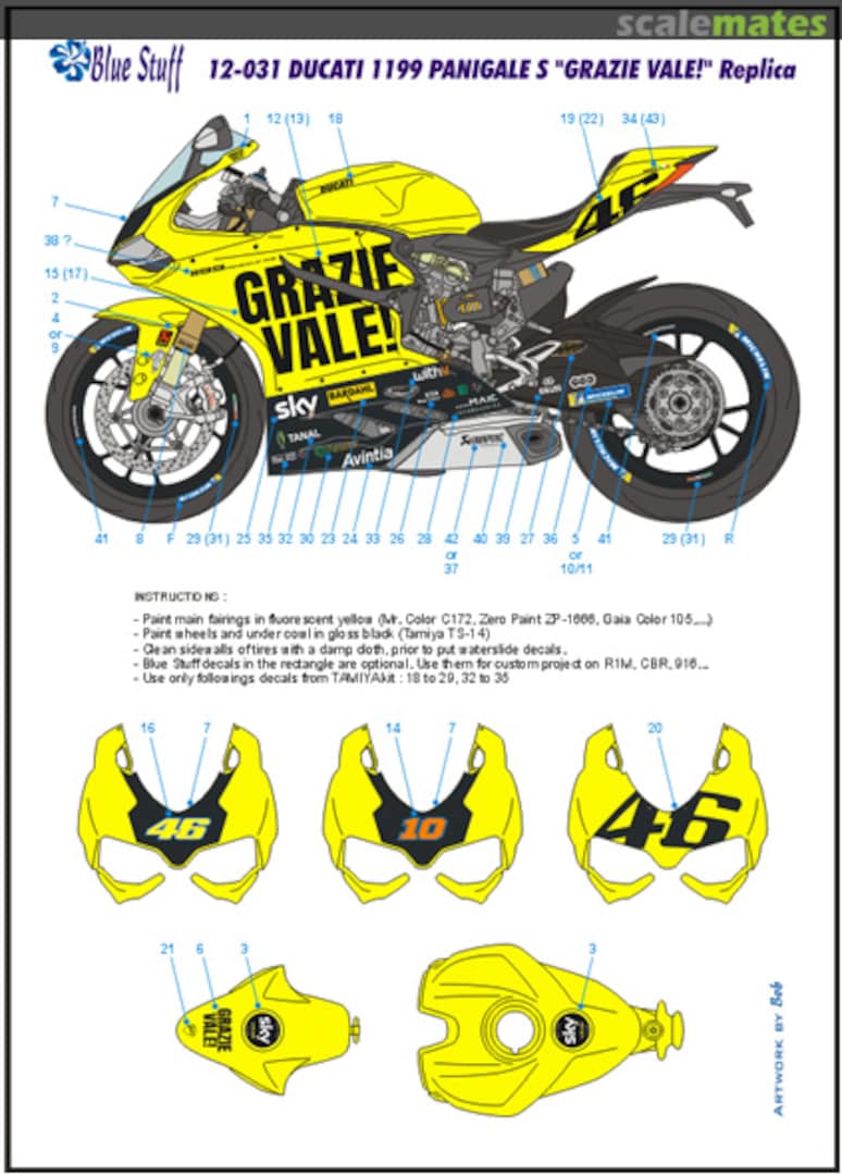 Boxart Ducati 1199 Panigale sponsored by GRAZIE VALE! #10, 46 12-031 Blue Stuff