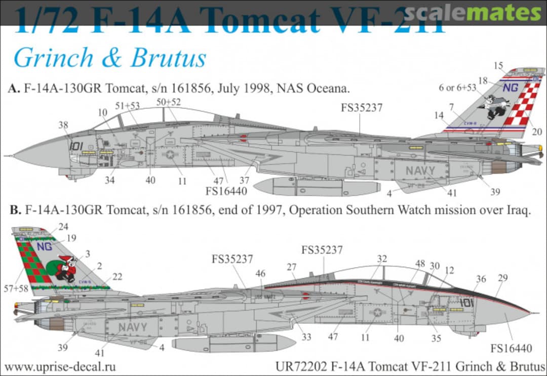 Boxart F-14A Tomcat VF-211 UR72202 UpRise Decal Serbia