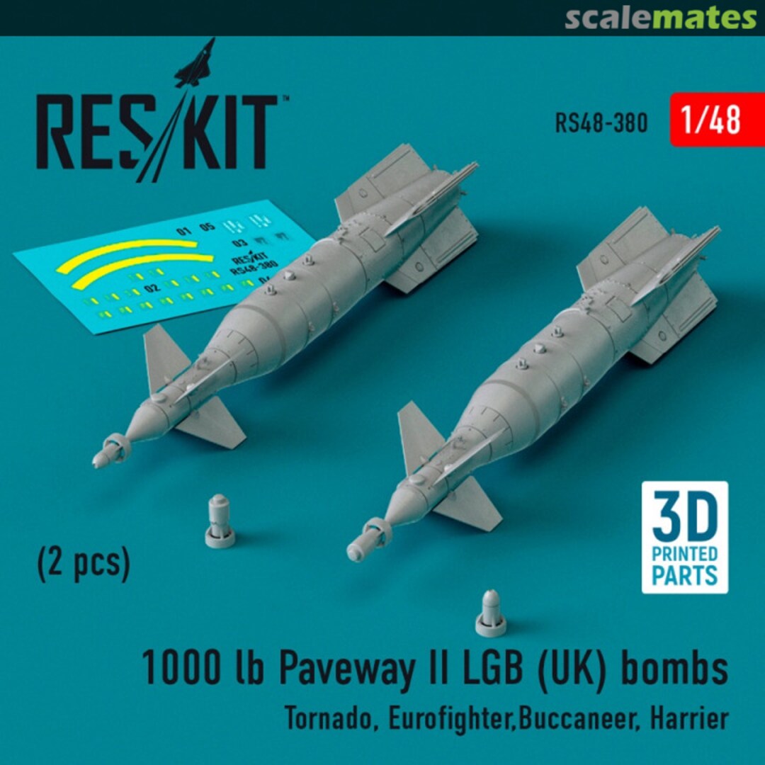 Boxart 1000 lb Paveway II LGB (UK) bombs (2 шт.) (3D Printed) RS48-0380 ResKit