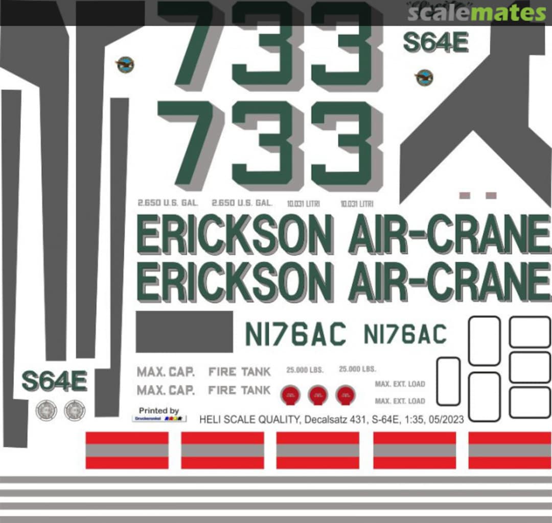 Boxart S-64E - Erickson Air-Crane - N176AC Lucille Decal 431 Heli Scale Quality