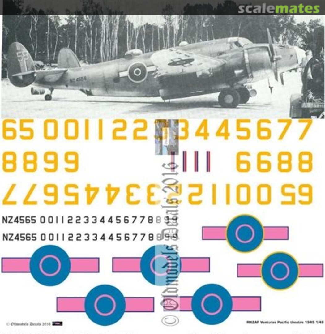 Boxart RNZAF Lockheed Ventura Pacific theatre 1945 OMD1042 Oldmodels Decals