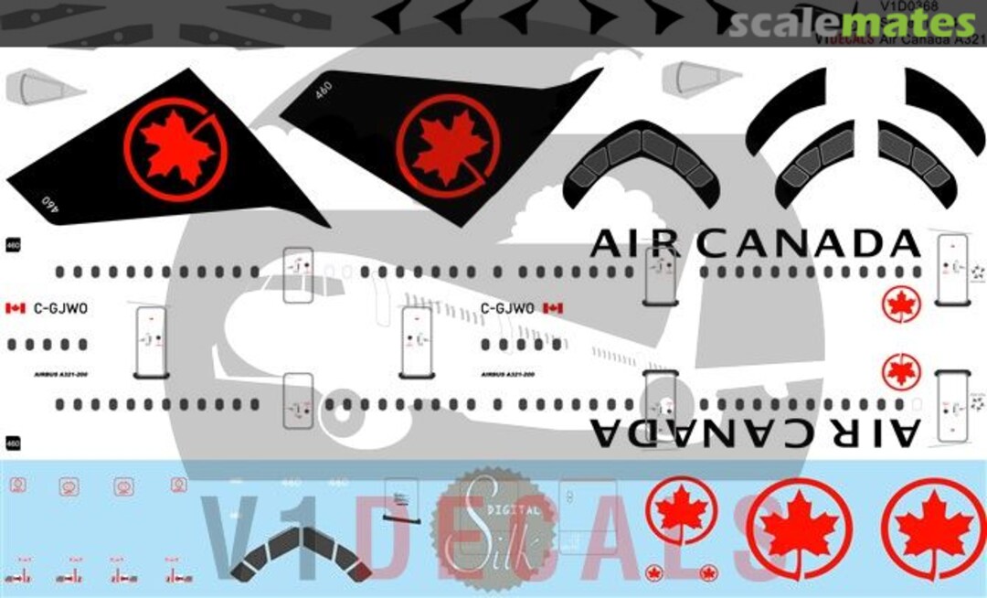 Boxart Air Canada Airbus A321 V1D0368-144 V1 Decals