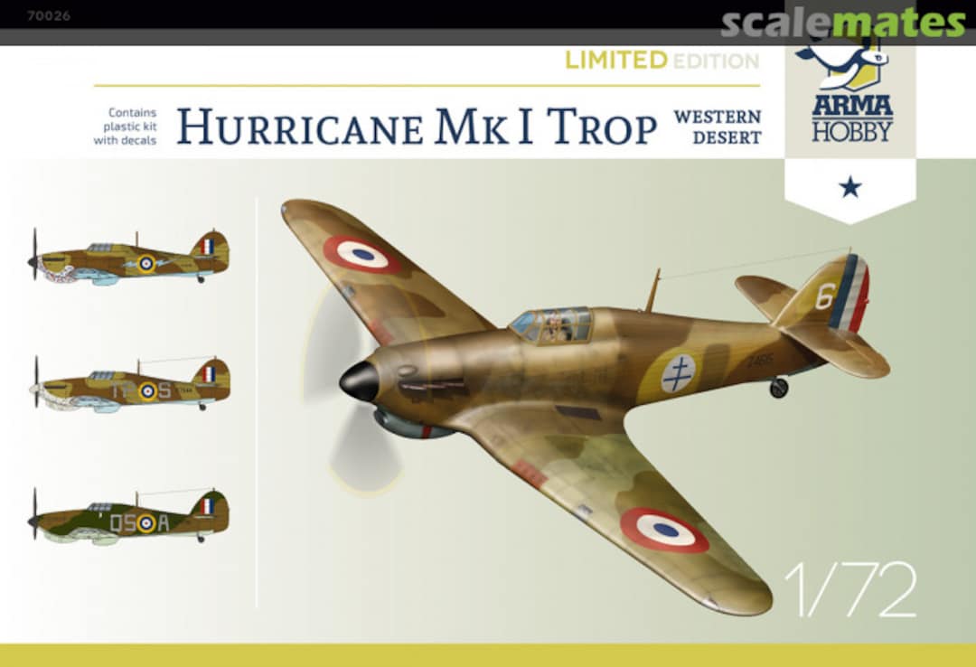 Boxart Hurricane Mk I trop Western Desert 70026 Arma Hobby