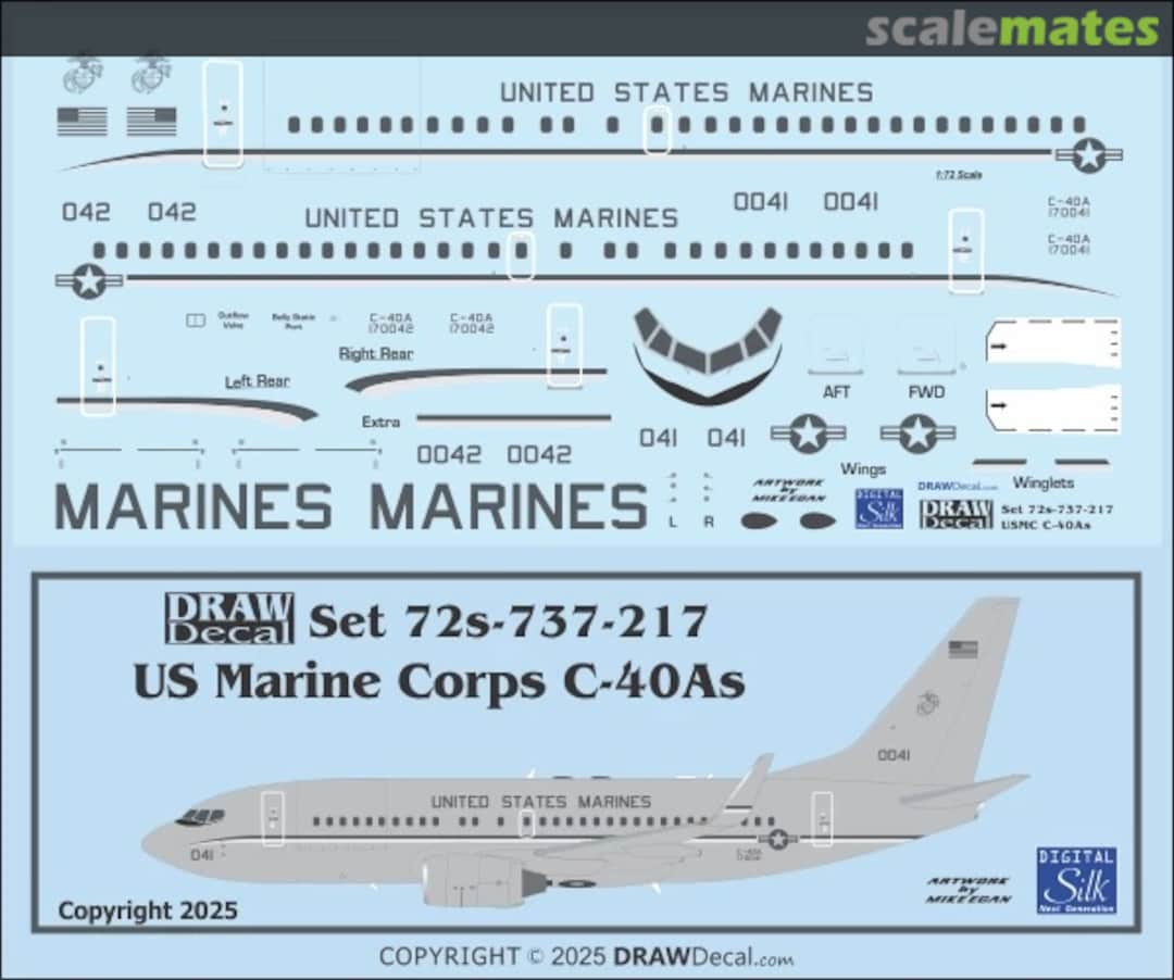 Boxart US Marine Corps C-40As 72-737-217 Draw Decal