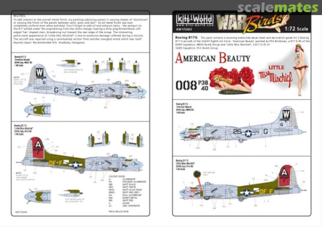 Boxart B-17G Flying Fortress KW172003 Kits-World