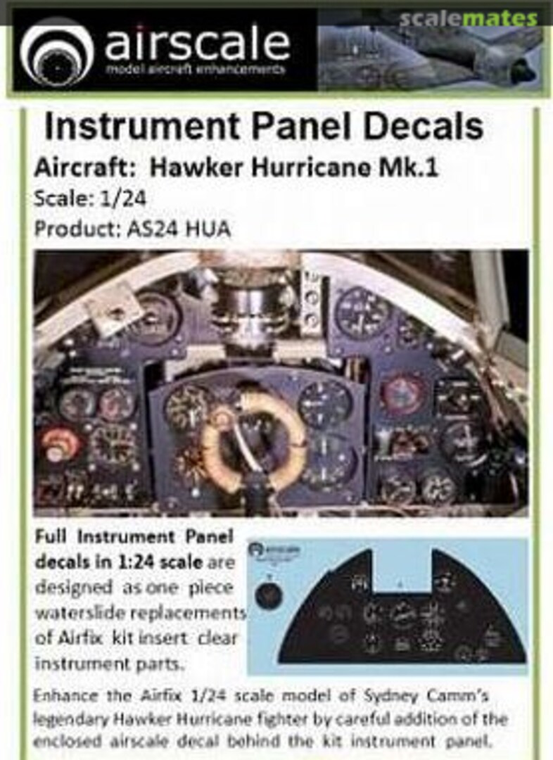 Boxart Hawker Hurricane Mk.1 Instrument Panel Decals AS24 HUA Airscale