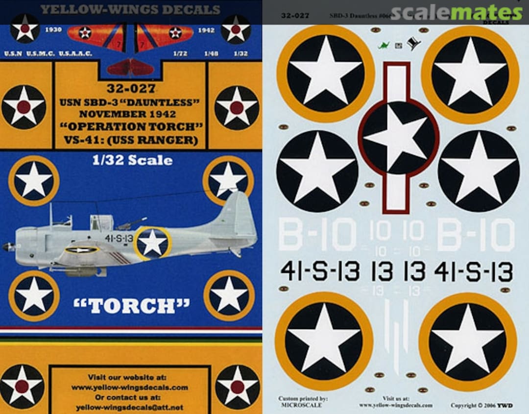 Boxart USN SBD-3 Dauntless November 1942 32-027 Yellow-Wings Decals